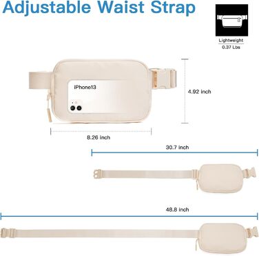 Сумка на пояс жіноча/чоловіча Telena, сумка через плече, кросбоді, поясна сумка, сумка на стегно, для спорту та повсякденного носіння, бежева