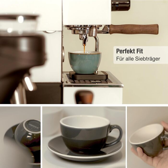 Набір кавових чашок Barista Pro Cappuccino 200мл - 4 шт. Преміум якість, ручна робота, з підставками, сірий глазурований steingut