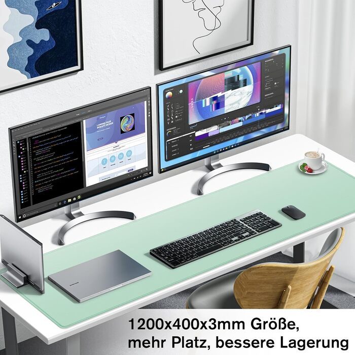 Ігровий килимок для миші Abetcabe Gaming Mousepad XXL, підкладка на стіл 900 x 400 мм, світло-зелений
