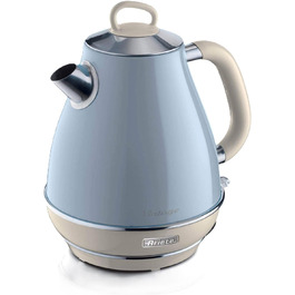 Ariete Vintage Blue Electric Kettle - 1.7L Stainless Steel, 2000W with 360° Swivel Base & Water Level Indicator