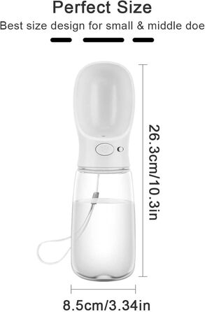 Турботрінка для собак на ходу, 550 мл, BPA-free, витокозахисна, біла