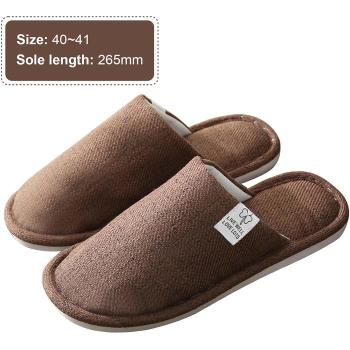 Зимові домашні тапочки з льону, дихаючі, для гостей, в приміщення, антиковзкі, для жінок та чоловіків, для дому, готелю (40/41 EU, Коричневий)
