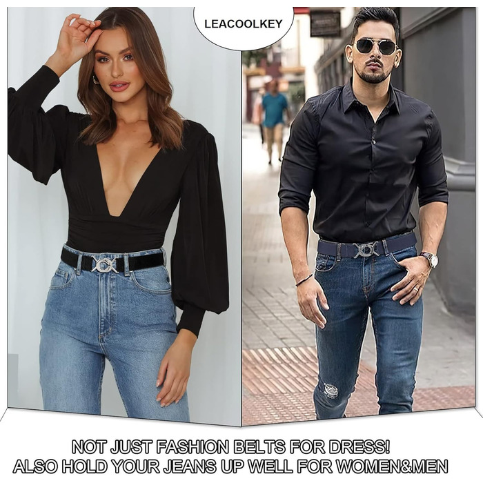 Еластичний ремінь LeaCoolKey для жінок та чоловіків. Вузький, еластичний, скінні ремінь для сукні, джинсів. Кольори: чорний, коричневий, білий, блакитний. Довжина: 80 см, розмір: 76-90 см