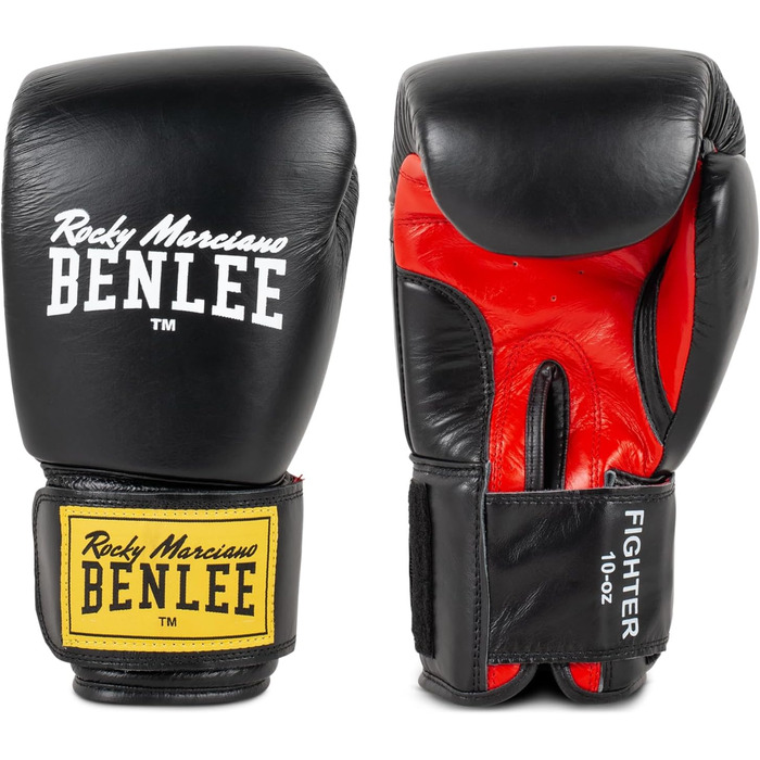 Боксерські рукавички BenLee з натуральної шкіри Fighter Black/Red, 16 oz, одинарні