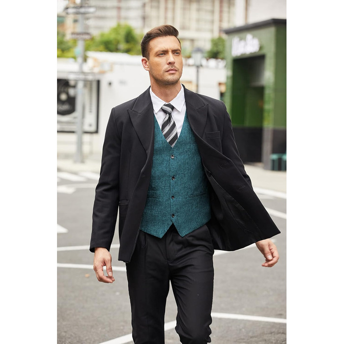 COOFANDY Чоловічий костюм-двійка, легкий, приталений, чорний (S, блакитний - перолинний блакитний)