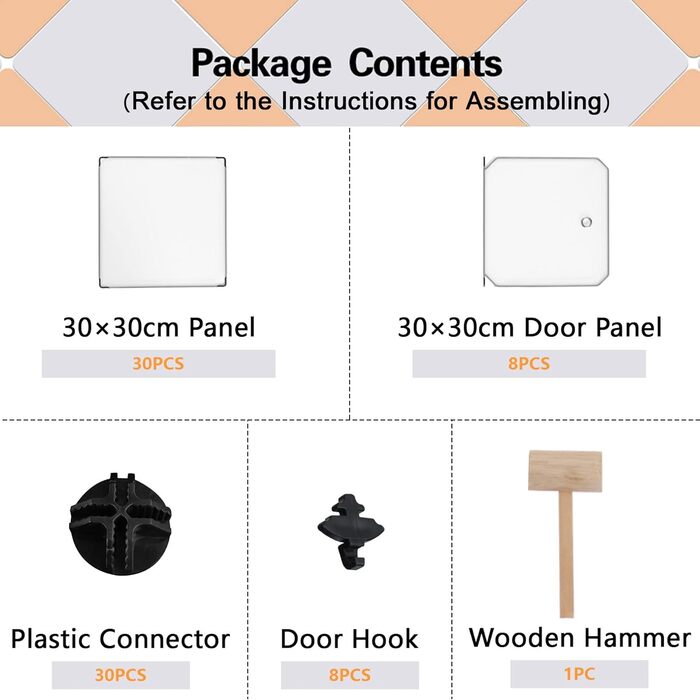 C&A HOME USBTM3TM3 Cube Storage Organizer with Doors, 8-Cube Shelf, Cabinet, DIY Plastic Modular Bookshelf, Living Room, 63 cm L x 31.5 cm W x 122.9 cm H White 008B-. Door