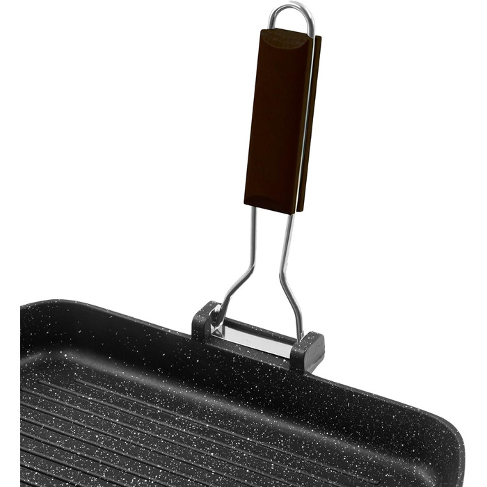 Zanetti Гриль-сковорода з алюмінію під тиском, 26x36 см, з індукційним нагрівом та складаною ручкою