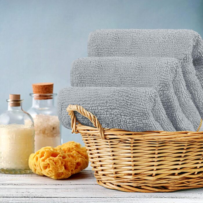 Набір м'яких махрових рушників для обличчя та тіла Utopia Towels, 30x30 см, 100% бавовна, сірий (12 шт)