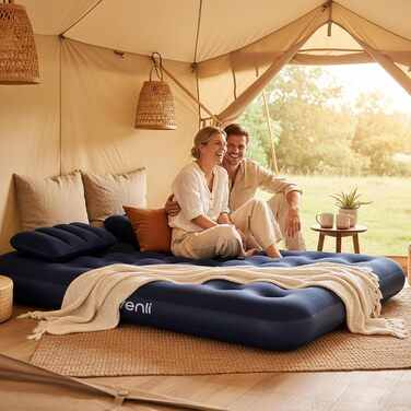 Надувний матрац-ліжко AVENLI для кемпінгу та дому (2 особи) з 2 подушками та насосом, 191x137x22 см