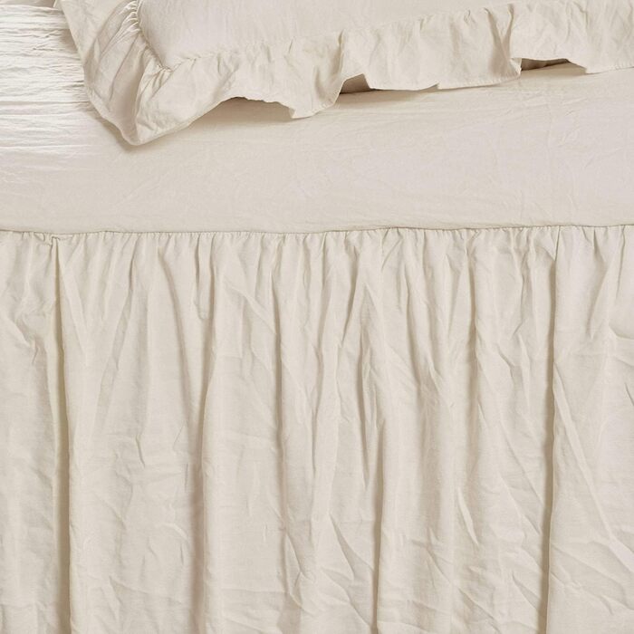 Lush Decor bedspread with ruffled skirt, polyester, ivory, Queen Queen Ivory