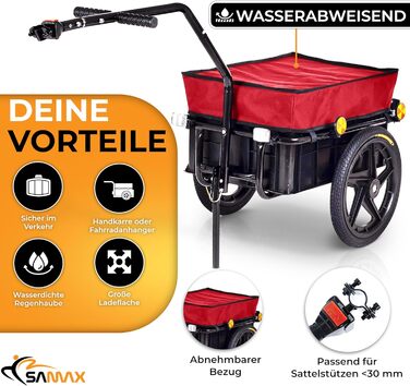 Причіп для велосипеда SAMAX 70 літрів / 60 кг, вантажний, з кріпленням, чорний (70л / 60кг)