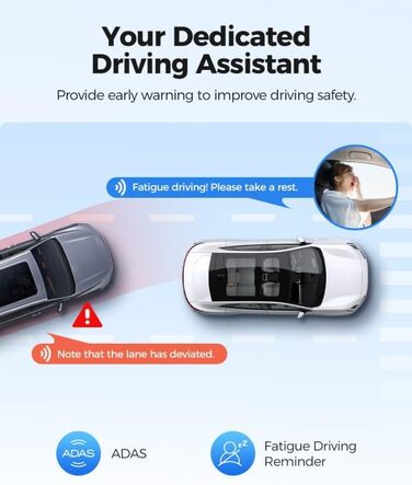 Відеореєстратор AZDOME Dashcam Auto Vorne Hinten 4K+1080P з WiFi, GPS, ADAS, Super Nachtsicht, G-Sensor та Parküberwachung