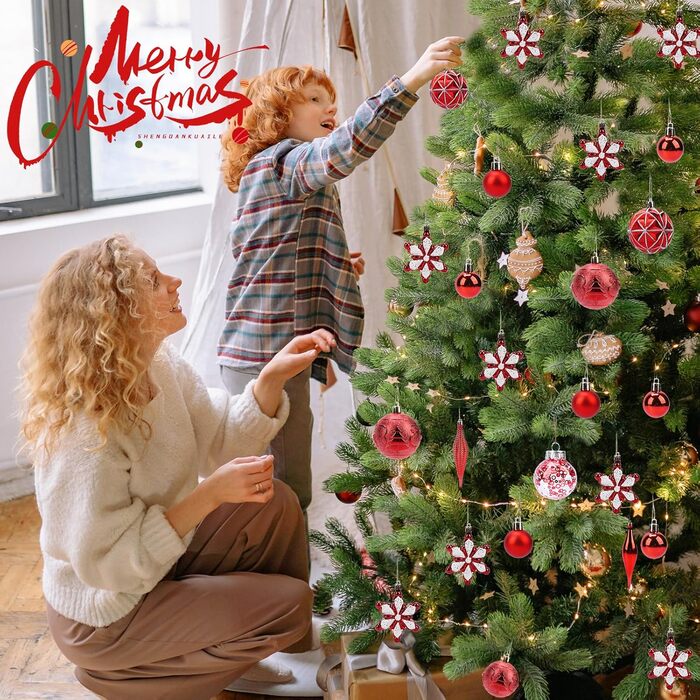 40 шт. прикрас на ялинку, міцні кулі, декор для ялинки, орнаменти (червоні)