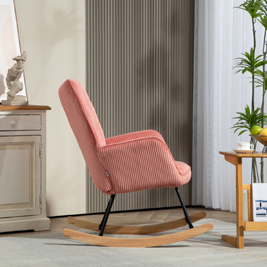 HOMCOM Rocking Chair, Rocking Armchair with Rope Look, Armrests, Armchair with Wooden Skids, Relaxing Chair for Living Room, Bedroom, Pink | Aosom