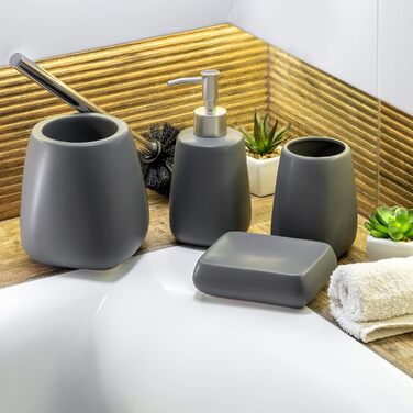 Дозатор для мила KADAX: керамічний диспенсер для мила, рідкого мила, мийного засобу та лосьйонів (антрацит)