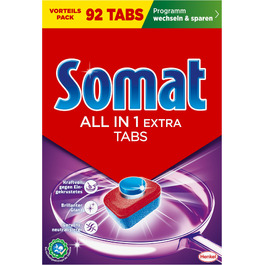 Таблетки для посудомийних машин Somat All in 1 Extra, для всіх програм (Eco, коротких, низькотемпературних), 92 шт