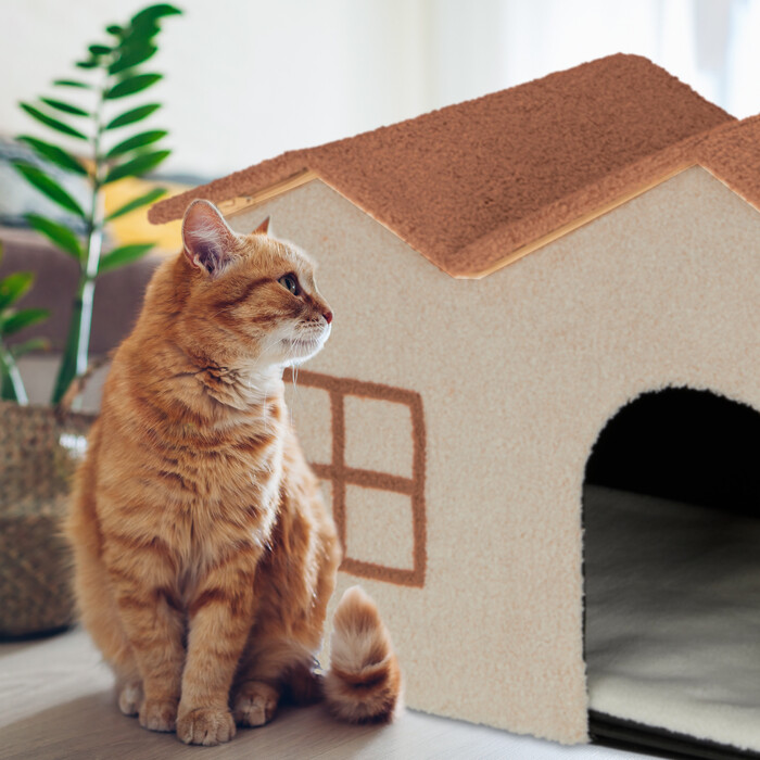 Котяча печера Relaxdays в бежевому кольорі