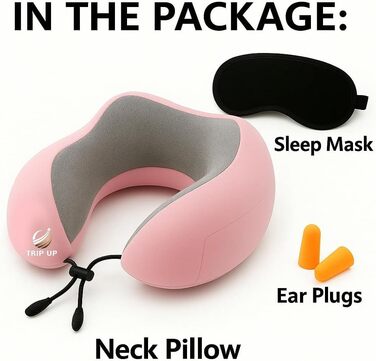 Подушка для шиї Trip Up з Memory Foam - для подорожей (літак, авто) - ергономічна, м'яка, дихаюча, регульована, чорна (Bubblegum Pink)