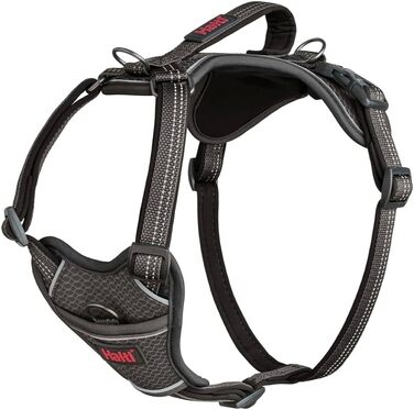 HATI Anatomy Dog Harness with Handle – Freedom of Movement for Your Dog. 3 Connection Points, Neoprene Padding, Adjustable and Reflective (Size Construction Green) (Gray, XL)