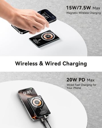 Power Bank Kuulaa MagSafe 5000mAh з бездротовою зарядкою та USB-C, для iPhone 17/16/15/14/13/12, сірий колір