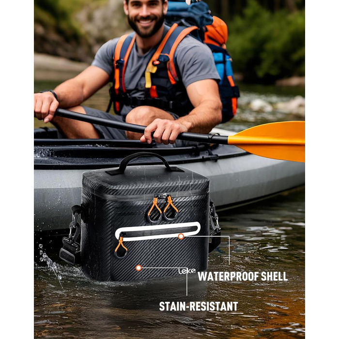 Lekesky 12/20L Ізольована Холодильна Сумка – Переносна Сумка для Пікніків, Походів, Пляжу, Барбекю, Чорна 12/20L