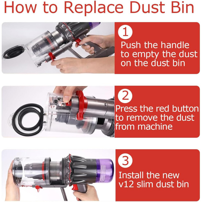 Контейнер для пилу Dyson V12 Detect Slim/ V10 Digital Slim, замінна частина, аксесуар, арт. 965272-01