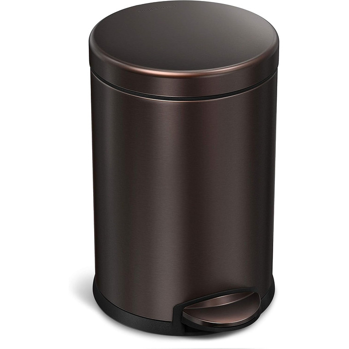 Сміттєвий відер-педаль simplehuman CW1853CB круглий, 4.5 л, для ванної кімнати, офісу та спальні, Темна бронза