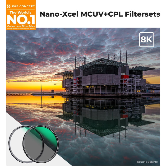 Набір фільтрів K&F Concept Nano X-Serie 58mm: поляризаційний фільтр, UV-фільтр, кришки об'єктива (2 шт.), серветки для чищення (3 шт.)