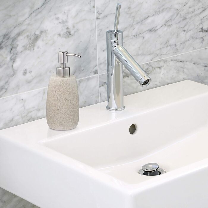 Дозатор для мила Relaxdays 300 мл, наповнюваний, для ванної/кухні, з нержавіючої сталі, пісок, полірезин