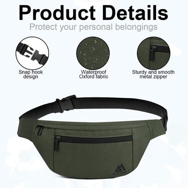 Поясна сумка Flintronic для чоловіків та жінок, стильна, для спорту, відпочинку та міста, зелена