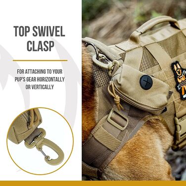 Диспенсер для собачих пакетів OneTigris з MOLLE системою та карабіном, для прогулянок, бігу, походів, тактичний, чорний (колір: коричневий, розмір: маленький)