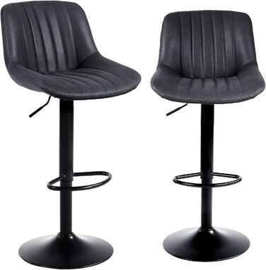 Youhauchair Adjustable Swivel Bar Stools with Backrest - PU Leather, Modern Kitchen Bar Stools (2-Pack, Black)