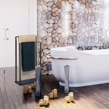 Relaxdays freestanding towel rack with 2 bars