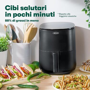 BELLA 3L Фритюрниця з сенсорним екраном, без олії, антипригарне покриття, для легкої очистки, матово-червона (Black)