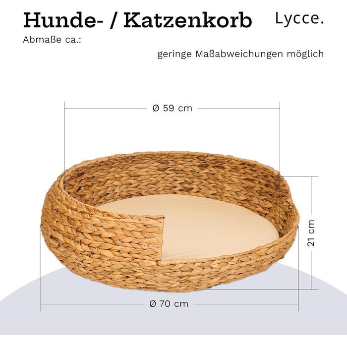Dog bed, cat bed, Opal Water Hyacinth, Natural, Size 5 (Ø 83 cm) (Size 4)