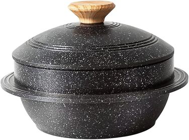 Корейська кам'яна чаша Bobikuke з кришкою, 20 см, для долсот бібімбапу та гарячих страв, 2,3 л, чорна
