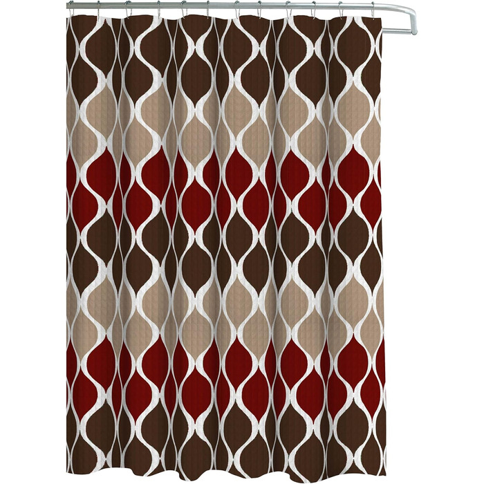 Набір для душу Creative Home Ideas Clarisse: шторка та 12 гачків | Espresso | 177,8 x 182,9 см
