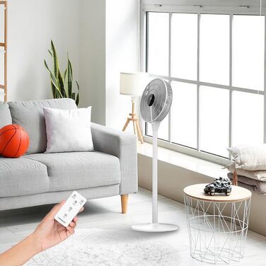 Вентилятор Cecotec EnergySilence 1030: 28W, DC-двигун, 24 швидкості, 3 режими, осциляція, тиха робота, регулювання висоти, 10 лопатей, білий