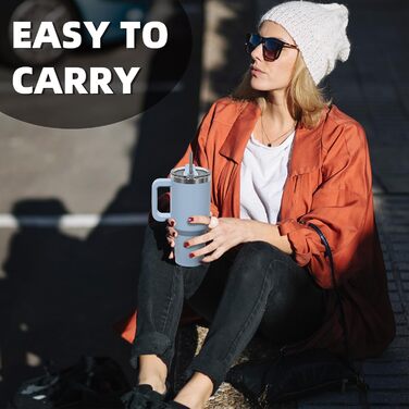 Термокружка WATERSY 40oz з нержавіючої сталі, подвійні стінки, вакуумна ізоляція, 591 мл, Smogblau