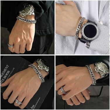 Браслет чоловічий Flintronic з нержавіючої сталі, панцерна ланцюг для чоловіків/хлопців, важкий браслет з ланцюгом, браслет у стилі хіп-хоп, мода, ювелірні вироби, 10 мм, 21 см