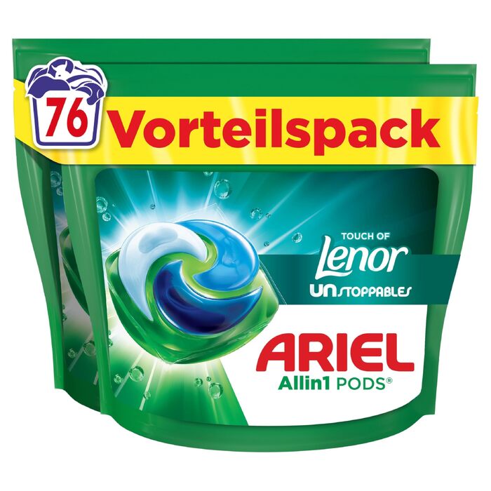 Капсули для прання Ariel All-in-1 PODS Universal+, Touch of Lenor Unstoppables, для глибокого очищення та тривалої свіжості, 76 шт.