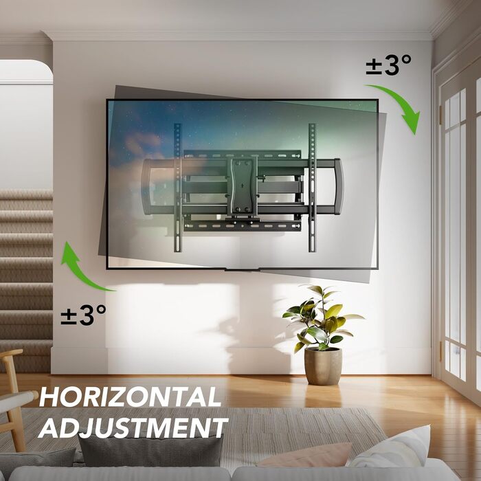 Adjustable TV Wall Mount for LED, LCD, OLED, and Plasma TVs - 26-65 Inch, Up to 50kg, VESA 400x400mm, Black