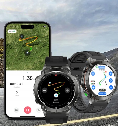 Смарт-годинник Lazird зі вбудованим GPS, акумулятором 730 мАг, ліхтариком та барометром, чорний