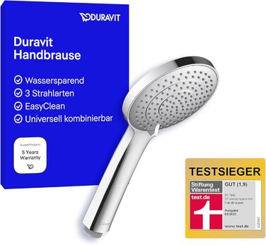 Душова лійка Duravit Universal з 3 режимами (Rain, Intense, Soft), ручна душова насадка Ø 110 mm, економія води MinusFlow, легко чиститься, хром