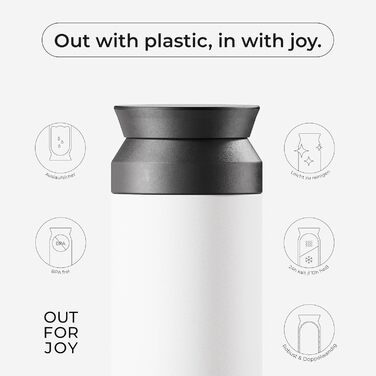 Термокружка з нержавіючої сталі 350 мл | Термокружка для кави та чаю на винос | З подвійними стінками, ізольована, не протікає | Travel Tumbler | Зберігає тепло 4 години / холод 8 годин (Білий Шовк)