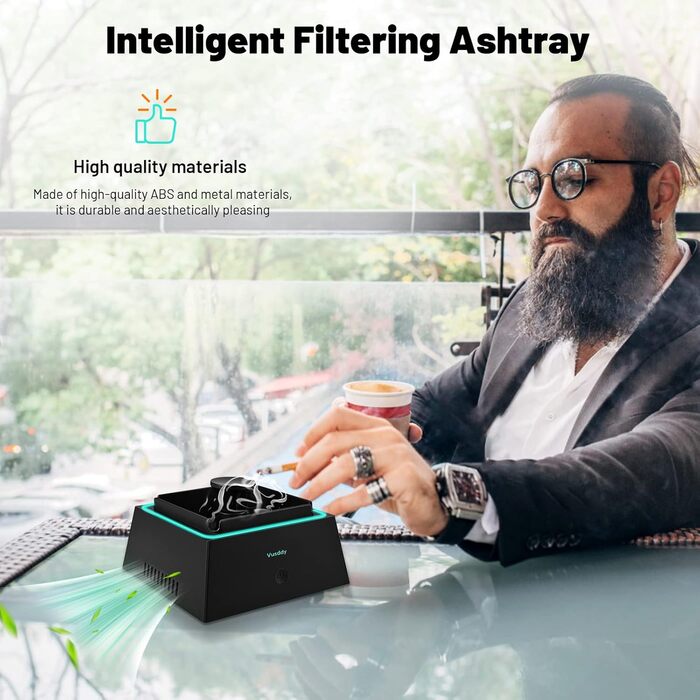 Portable Ashtray with Suction - 2 in 1 Smoke-Free Ashtray with Air Purifier - Portable Smoke Cleaner Ashtray with Filter for Home, Car, Office, Indoor Cigarettes