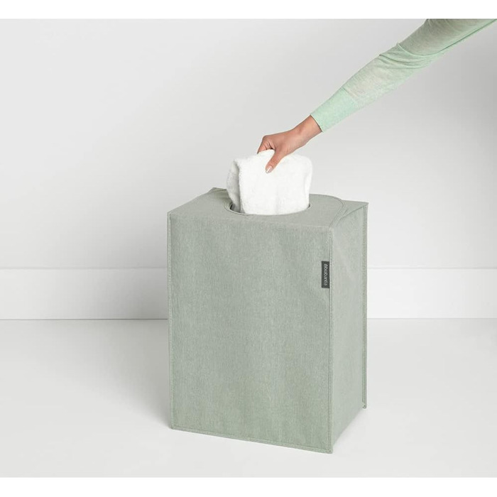 Brabantia - Laundry Bag - Quick-Drop Opening - Robust Textile Bag - Space-Saving - The lid folds out into handles - Easy emptying - Green - 55 L - 29.5 x 54.0 x 50.5 cm