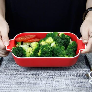 Форма для лазаньї, 2 шт., 22 x 12 см, керамічна прямокутна форма для запікання з ручкою, блакитна, для духовки