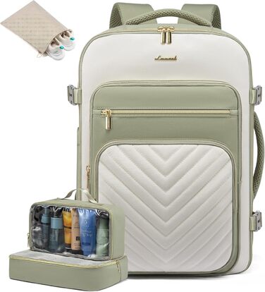 Рюкзак LOVEVOOK 40L для ручної поклажі в літак, водонепроникний, з відділенням для ноутбука 17 дюймів, для подорожей, роботи, хайкінгу, оливково-бежевий