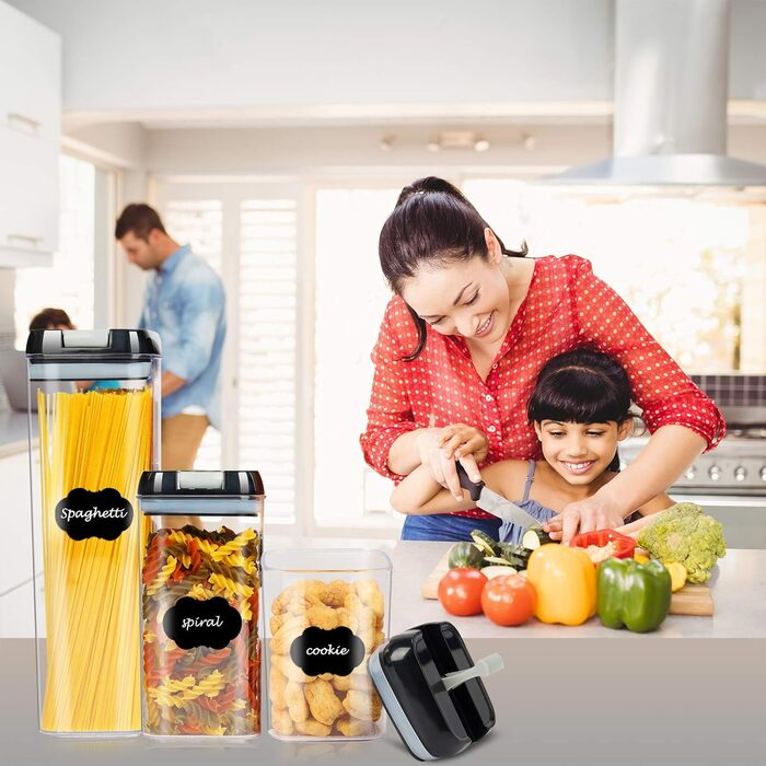 Набір контейнерів для зберігання продуктів 7 шт. - герметичні, з етикетками, для кухні